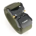 Cintura tattica in nylon verde oliva con fibbia nera a sgancio rapido - 125cm / Verde Militare