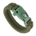 Outdoor survival paracord bracelet with compass and whistle in olive green - Army Green