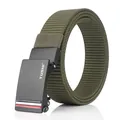 Olive green nylon tactical belt with matte black automatic buckle for men outdoor casual use - 120cm / Black Buckle - Army Green