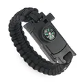 Outdoor survival bracelet with paracord, built-in compass and whistle in black color - Black