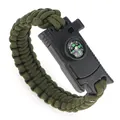 Survival paracord bracelet with compass and buckle in olive green for outdoor hiking - Army Green