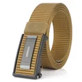 Tactical nylon outdoor belt for men with durable black metal automatic buckle in khaki - Black Buckle (ENNIU) / Coyote Brown