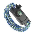 Outdoor multi-tool survival bracelet with paracord, compass, and emergency whistle - Blue Camouflage