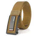 Cinturón táctico de nailon caqui para hombre con hebilla automática de metal negro - Hebilla Negra - Marrón Lobo / 120cm