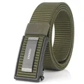 Military green nylon belt with metallic automatic buckle for outdoor sports and casual wear - Black Buckle (ENNIU) / Army Green