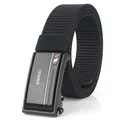 Black nylon tactical belt for men with high density weave and zinc alloy automatic buckle - Black Buckle - Black