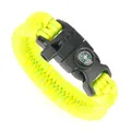 Neon yellow survival paracord bracelet featuring a built-in compass and emergency whistle - Fluorescent Green