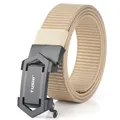 Taktischer Nylon-Gürtel mit schwarzer Hohl-Metallschnalle und khakifarbenem Webband - Khaki