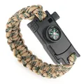 Survival paracord bracelet with compass and whistle in camo green color for outdoor hiking - Khaki Camouflage