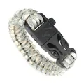 Bracciale in paracord intrecciato beige e grigio con fibbia in plastica nera sport - Mimetico Cachi Grigio