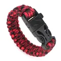 Bracciale in paracord da esterno intrecciato rosso e nero con fibbia in plastica - Camouflage Nero Rosso