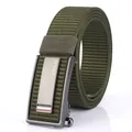 Cintura in nylon intrecciato verde militare ad asciugatura rapida con fibbia grigia - Fibbia Argentata - Verde Militare / 120cm