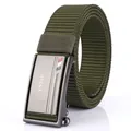 Cintura tattica verde militare da uomo con fibbia automatica in lega di zinco opaca - Fibbia Argentata Verde Militare