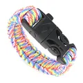 Bracciale survival in paracord arcobaleno fatto a mano con fibbia in plastica nera - Camouflage Arcobaleno