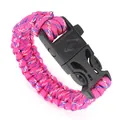 Bracciale survival in paracord rosa e blu con fibbia a scatto nera solida - Mimetico Rosso Rosa
