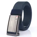 Cintura da uomo in nylon blu navy con fibbia automatica in lega di zinco per il tempo libero - Fibbia Argentata Blu Reale