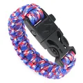 Bracciale di sopravvivenza in paracord intrecciato blu rosso bianco con fibbia a fischietto - Mimetico Blu Verde Bianco