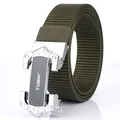 Army green nylon tactical belt with metal buckle for men on a white background - Silver Buckle - Army Green