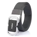 Men's 3.5cm dark gray nylon tactical belt with a silver automatic buckle for casual wear - 120cm / Silver Buckle Dark Gray