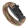 Bracciale di sopravvivenza in paracord intrecciato mimetico verde e rosso con fibbia - Mimetico Forestale