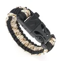 Bracciale survival in paracord nero e sabbia con fibbia in plastica nera resistente - Mimetico Nero e Sabbia