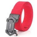 Roter Nylon-Gürtel für Herren mit schwarzer automatischer Schnalle im Outdoor-Stil - Rot