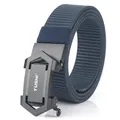 Marineblauer Nylon-Gürtel für Herren mit schwarzer automatischer Metallschnalle - Saphirblau