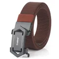 Brauner Nylon Taktikgürtel für Herren mit schwarzer Metallschnalle und TUSHI Logo - Kaffee