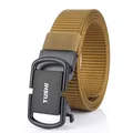 Khaki nylon automatic buckle tactical belt with black matte metal TUSHI buckle for men - 120cm / Black Buckle Wolf Brown