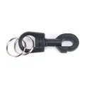 Tactical nylon webbing keychain with swivel snap hook and double metal key rings - Black