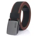 Black and brown striped elastic nylon tactical belt with matte black ENNIU metal buckle - Black & Brown