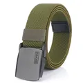 Tactical army green nylon stretch belt with matte black metal buckle for outdoor wear - Army Green