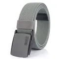 Gray elastic woven tactical belt with matte black automatic buckle and nylon texture - Light Gray