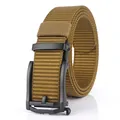 Cintura tattica da uomo in nylon kaki con fibbia automatica in metallo nero - Marrone coyote / 120cm