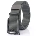 Men's outdoor charcoal gray nylon tactical belt with black metal automatic slider buckle - Dark Gray / 120cm