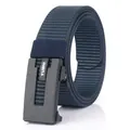 Cintura da uomo in nylon blu navy con fibbia automatica da 3,5 cm per stile casual business - 120cm / Blu Reale