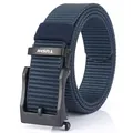 Navy blue nylon tactical belt with matte black automatic buckle for outdoor pants - Black Buckle - Royal Blue