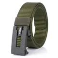 Cintura tattica da uomo in nylon verde militare con fibbia automatica nera opaca e logo TUSHI - 120cm / Verde Militare