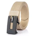 Men's 3.5cm khaki nylon tactical belt with black automatic buckle for outdoor casual wear - 120cm / Khaki