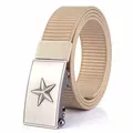 Tactical nylon belt in khaki with matte metal buckle featuring a 3D star emblem - Brushed Buckle - Khaki