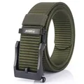 Men's outdoor army green nylon belt with matte black automatic buckle by TUSHI - Black Buckle - Army Green