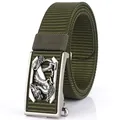 Cintura tattica in nylon verde militare con fibbia in lega e motivo a drago - Fibbia in Argento Antico - Verde Militare