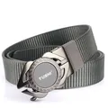 Ceinture homme en nylon avec boucle automatique en alliage et sangle grise tissée - 120cm