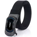 Tactical nylon belt with a unique alloy automatic buckle featuring racing dial design - Black Buckle Black