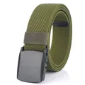Elastic woven military green belt with a matte black YKK buckle for men and women - 120 / Army Green