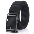 Cintura tattica da uomo in nylon nero con fibbia automatica in metallo opaco - Fibbia Nera - Nero / 120cm