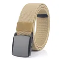 Elastic woven tactical belt in khaki sand color with durable black plastic YKK buckle - 120 / Coyote Brown