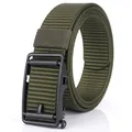 Cintura tattica da uomo in nylon verde militare con fibbia in metallo nero opaco - Cinturino in Nylon Verde Militare Con Fibbia Nera