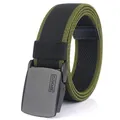 Elastic nylon tactical belt for men in black and olive green with a matte buckle - Black & Army Green