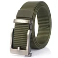 Army green nylon tactical belt with zinc alloy buckle for outdoor and casual wear - Silver Buckle - Army Green